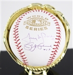 2006 Tony La Russa Jim Leyland Cardinals / Tigers Dual Signed Official World Series Baseball w/ Display Case (JSA) 