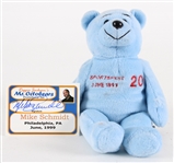 1999 Mike Schmidt Philadelphia Phillies Reggie Jacksons Mr. Octobears Plush Bear w/ Signed Card (JSA / Reggie Jackson Personal Collection)