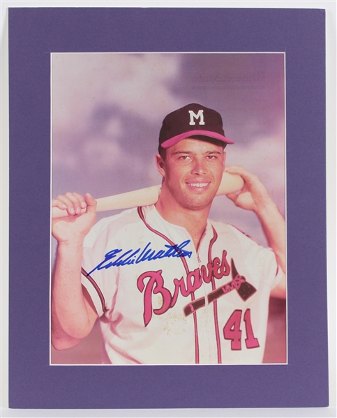1970s Eddie Mathews Milwaukee Braves Signed 12" x 15" Matted Magazine Photo (JSA)