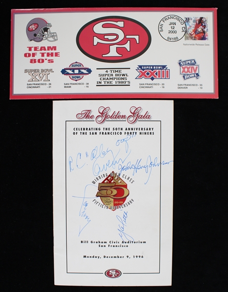 1996-2000 San Francisco 49ers Memorabilia - Lot of 2 w/ Team of the 1980s First Day of Issue Envelope & Multi Signed 50th Anniversary Golden Gala Program (JSA)