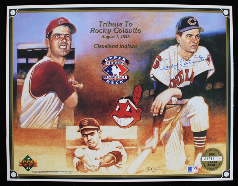 1992 Rocky Colavito Cleveland Indians Signed Upper Deck Heroes of Baseball Flat (JSA)