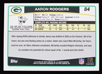 2006 Aaron Rodgers Green Bay Packers Signed Topps #84 Football Trading Card (JSA)