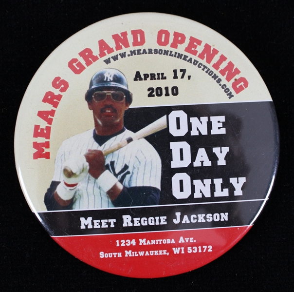 2010 MEARS Grand Opening Meet Reggie Jackson 3" Pinback Button