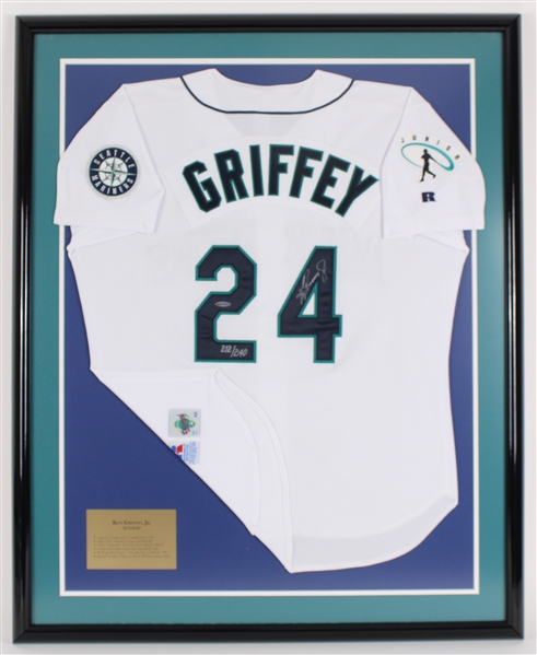 1989-99 Ken Griffey Jr Seattle Mariners Signed 35x43 Framed Jersey (Upper Deck COA)