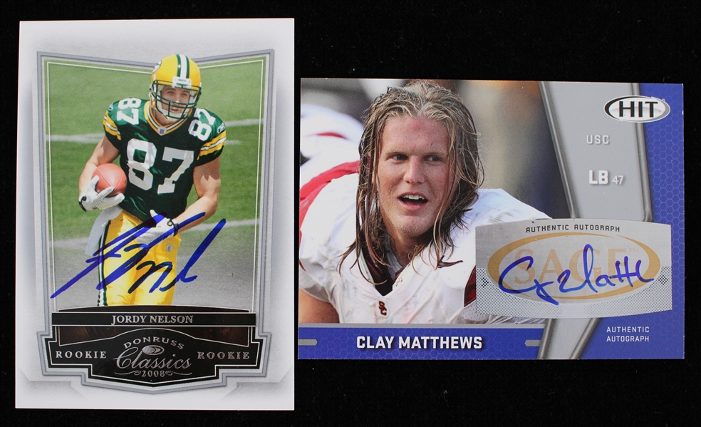 2008-09 Clay Matthews Green Bay Packers Signed Trading Cards (Lot of 2)