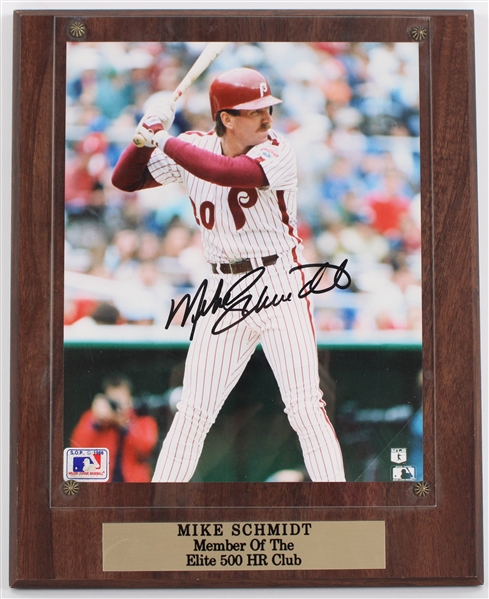 1972-89 Mike Schmidt Philadelphia Phillies Signed 11x13 Photo Plaque (JSA)