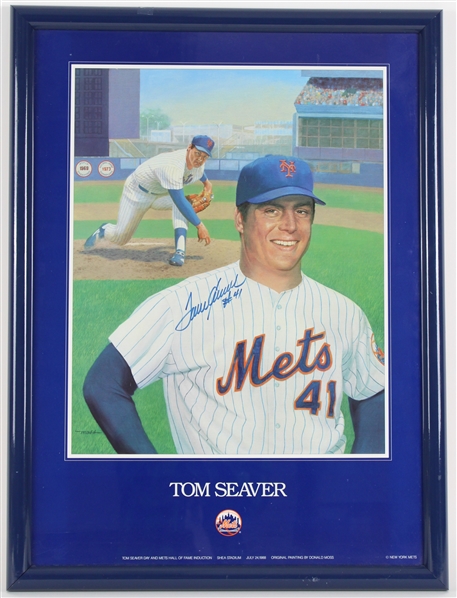 1988 Tom Seaver NY Mets Signed 21x28 Framed Print *JSA*