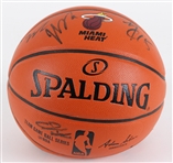2014-15 Dwyane Wade, Chris Bosh Miami Heat Team Signed Basketball *JSA Full Letter*