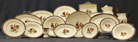 Vintage Rooster Pattern Dishware Metlox Poppytrail (Lot of 25)