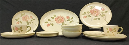 Vintage Rose Pattern Dishware Metlox Poppytrail (Lot of 16)