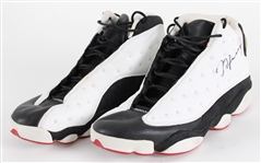 1997-98 Michael Jordan Chicago Bulls Nike Air Jordan XIII Game Worn Sneakers w/ Clubhouse Signature (MEARS LOA) 