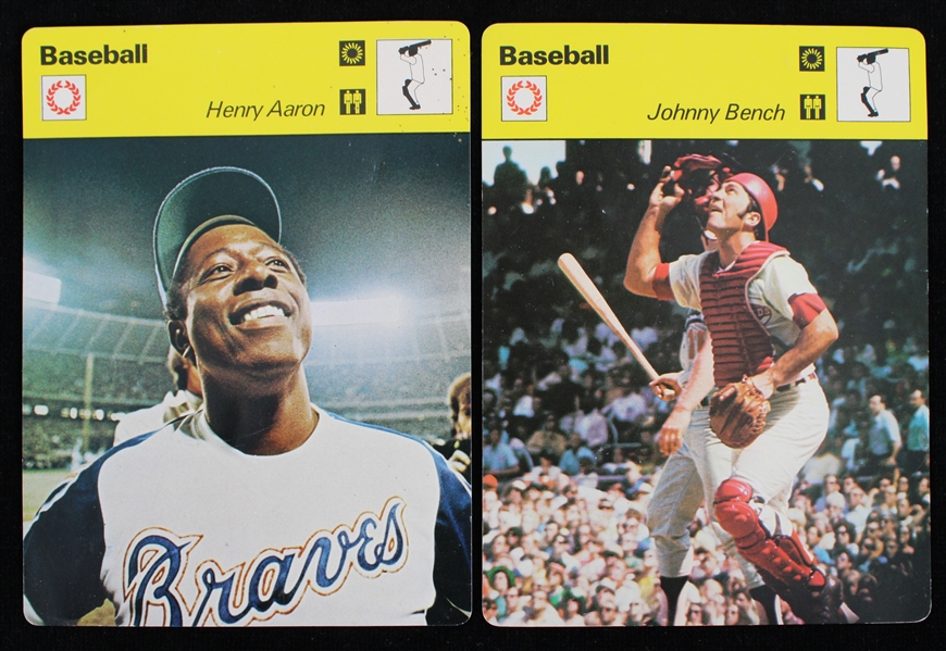 1977 Hank Aaron & Johnny Bench Editions Rencontre Baseball Cards 