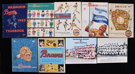 1953-1962 Milwaukee Braves Yearbooks, Team Photos, Stamp Album (Lot of 9)