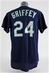 1999 Ken Griffey Jr. Seattle Mariners Signed Game Worn Alternate Jersey (MEARS A10 / JSA) Attributed to Career Grand Slam #11 via Inscription