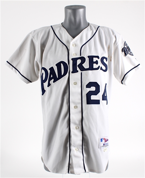 2001 Rickey Henderson San Diego Padres Signed Game Worn Home Jersey (MEARS A10 / JSA)