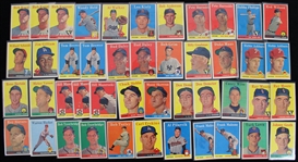 1958 Topps Baseball Trading Cards - Lot of 350+ w/ Numerous Hall of Famers & Stars