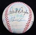 1981 Hall of Famer & Stars Multi Signed OAL Brown Baseball w/ 18 Signatures Including Lou Brock, Ernie Banks, Billy Williams & More *Full JSA Letter*