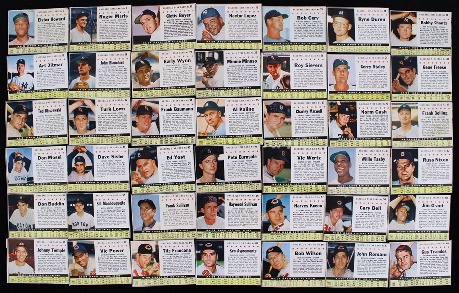 1961 Post Cereal Baseball Trading Cards - Lot of 111 w/ Numerous Hall of Famers & Stars