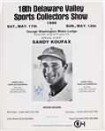 1986 Sandy Koufax LA Dodgers Signed 19x25 Foam Core Sports Collectors Show Broadside (JSA)