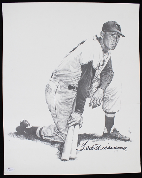 1939-60 Ted Williams Boston Red Sox Signed 16x20 LE Stark Print *JSA*