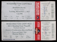 2011-2013 Washington Capitals vs Anaheim Ducks & NYR Full Tickets (Lot of 2)