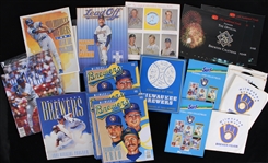 1969-2010's Milwaukee Brewers Memorabilia Collection - Lot of 100 w/ Team Publications, Seattle Pilots Wheeldon Portraits, 1970 Brewers Card Book, McDonald's Instructional Booklets & More