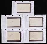 1970s Hockey Signed Index Cards - Lot of 5 w/ Rod Gilbert, Bernie Geoffrion, Ted Green & Carol Vadnais (JSA)
