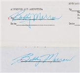 1955 Bobby Marrow Sprinter Secretarial Signed Greatest Sports Thrill Radio Program Contract 