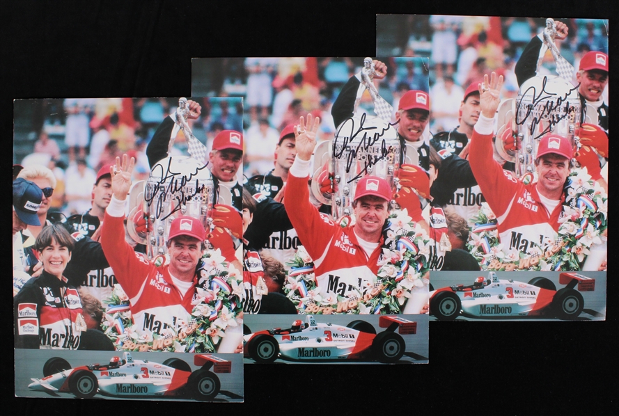 1991 Rick Mears Marlboro Penske Racing Signed Data Sheet Photos - Lot of 3 (JSA)