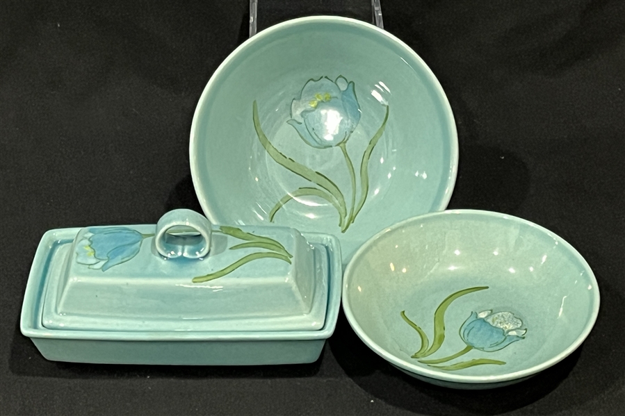 Vintage Blue Tulip Vernon Ware Metlox Dishware (Lot of 3)