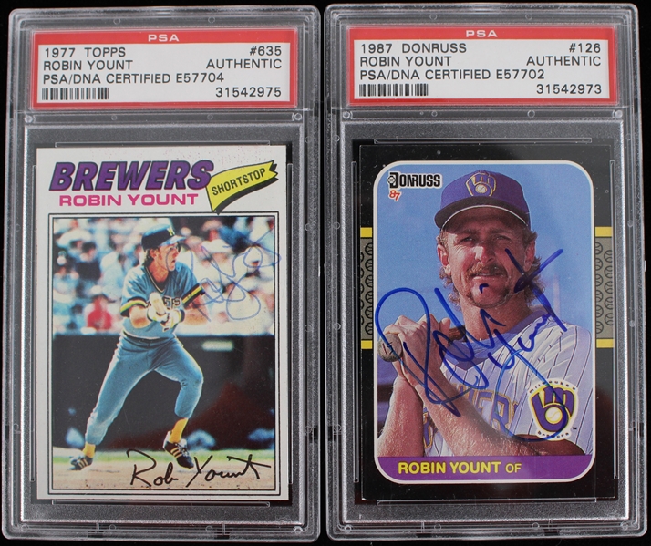 1977-87 Robin Yount Milwaukee Brewers Signed Topps & Donruss Cards (PSA/DNA Slabbed)