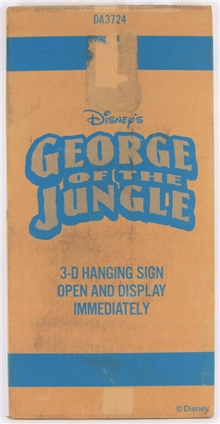 1997 Walt Disney George of the Jungle MIB 3-D Hanging Sign Display (Original 18"x37" Carton)