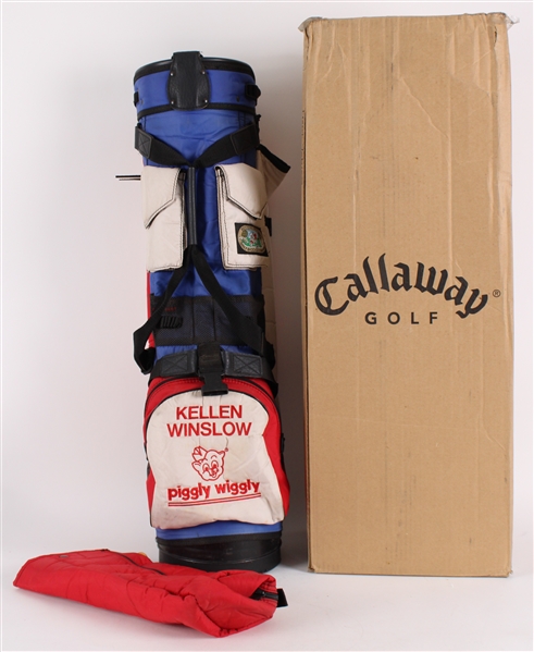 1980s-90s Kellen Winslow Piggly Wiggly Golf Bag w/ 13"x36" Callaway Golf Box