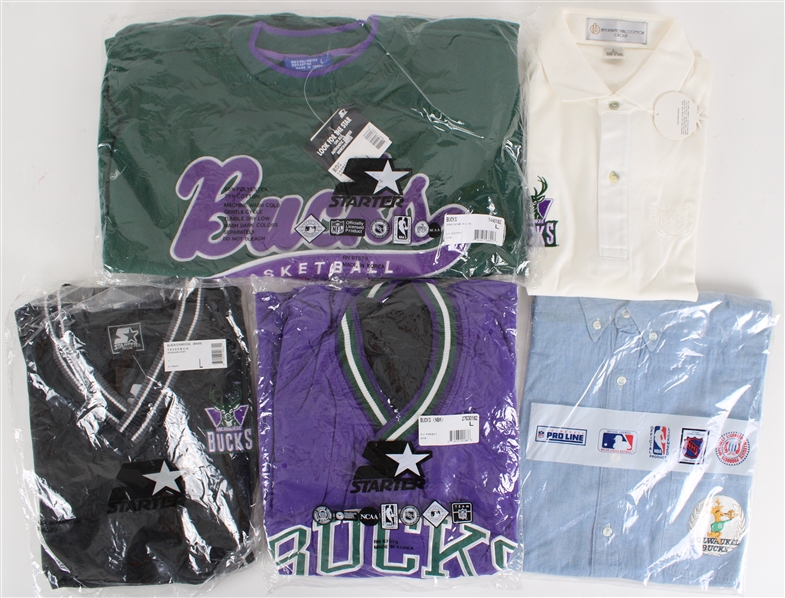 1990s-2000s Milwaukee Bucks Polo, Button Down, Pull Overs (Lot of 5)