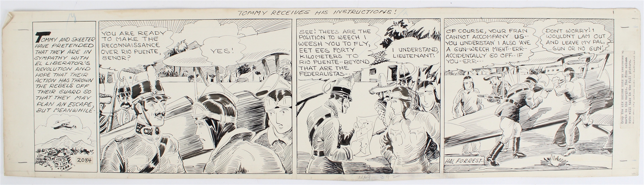 1935 Hal Forrest Tailspin Tommy Daily Comic Strip #2084 Original 7"x29" Art