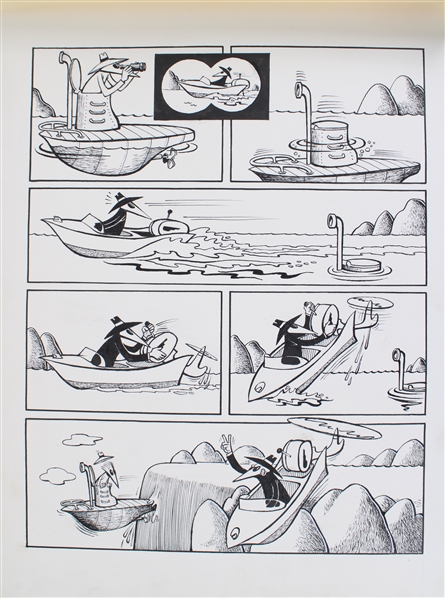 Undated Bob Clarke Mad Spy vs Spy Submarine Complete 1-Page Original 17"x23" Art 