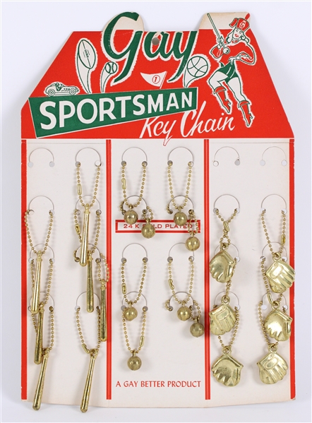 1950s Gay Sportsman Key Chains w/ 9"x13" Store Display 