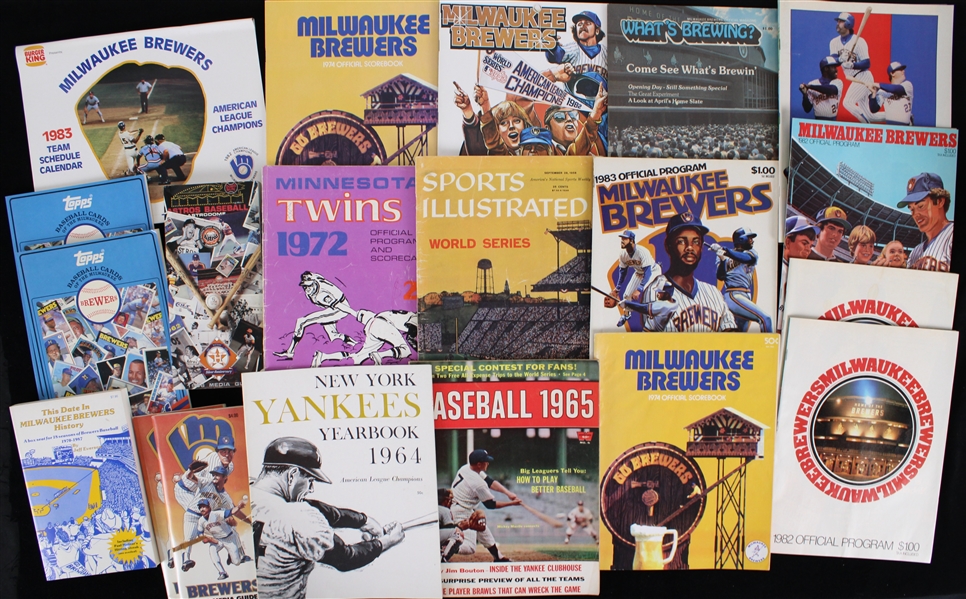 1970s-80s Milwaukee Brewers Media Guides, Yearbooks, Programs (Lot of 55)