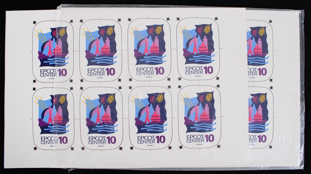 1990s Epcot Center 8"x13" Original Pinback Button Proof Sheets (Lot of 3)