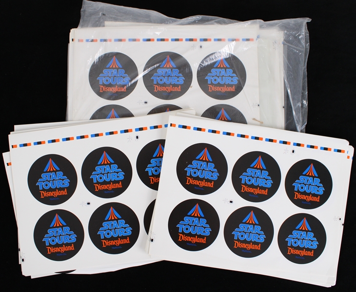 1987 Star Tours Disneyland 10"x13" Original Pinback Button Proof Sheets (Lot of 20+)