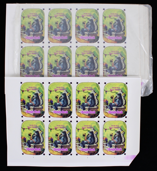 1994 Jungle Book 8"x13" Original Pinback Button Proof Sheets (Lot of 40+)