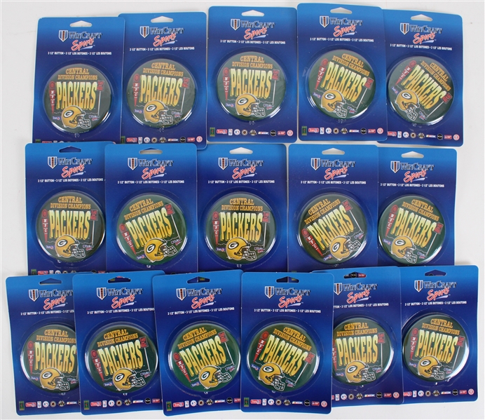 1995 Green Bay Packers Central Division Champions Sealed 3.5" Pinbacks (Lot of 16)
