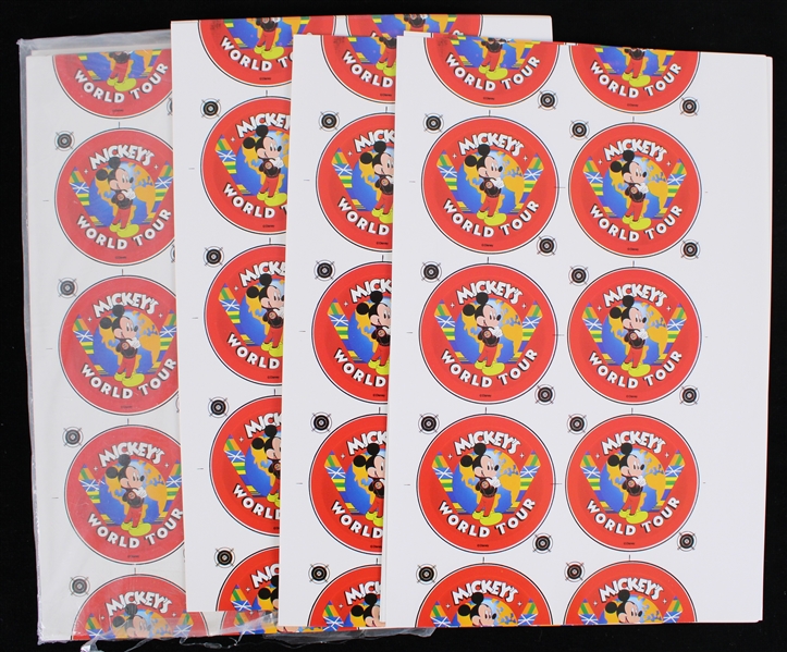 1990s Mickeys World Tour 8"x13" Original Pinback Button Proof Sheets (Lot of 35+)