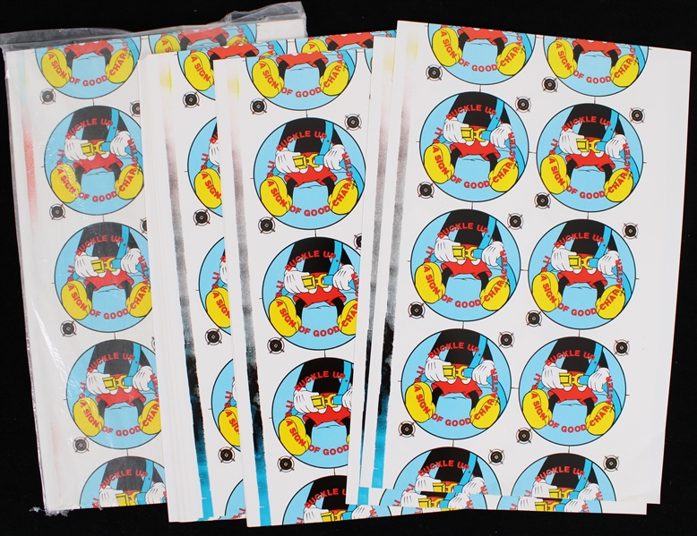 1990s Disney Buckle Up 8"x13" Original Pinback Button Proof Sheets (Lot of 30+)