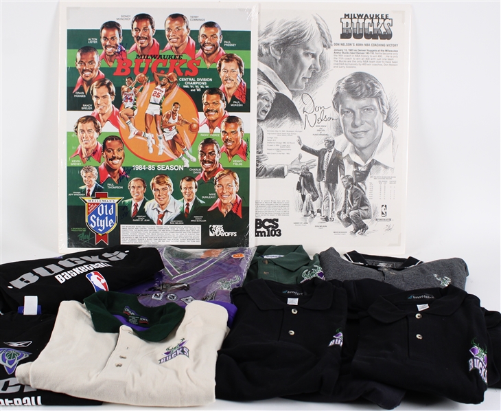 1990s Milwaukee Bucks Player Issued Pre Game Shirts, Coach Bags & more (Lot of 15)