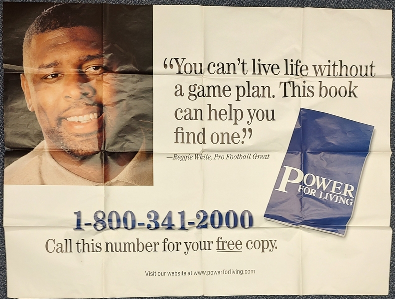 1990s Reggie White Green Bay Packers 45"x59" Power for Living Rare Advertising Poster 