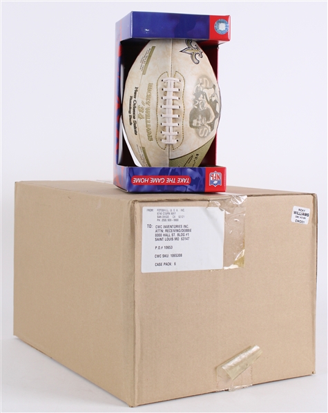 1990s Ricky Williams New Orleans Saints Footballs w/ Original 20"x15"x13" Box 