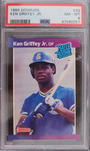 1989 Ken Griffey Jr Seattle Mariners Donruss #33 Card (PSA NM-MT 8)