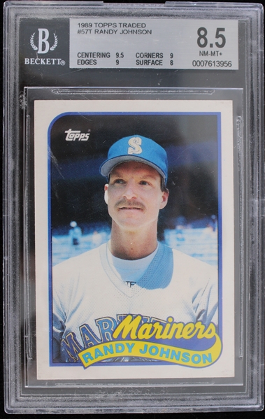 1989 Randy Johnson Seattle Mariners Topps #57T Rookie Card (Beckett Slabbed 8.5 NM-MT+) 