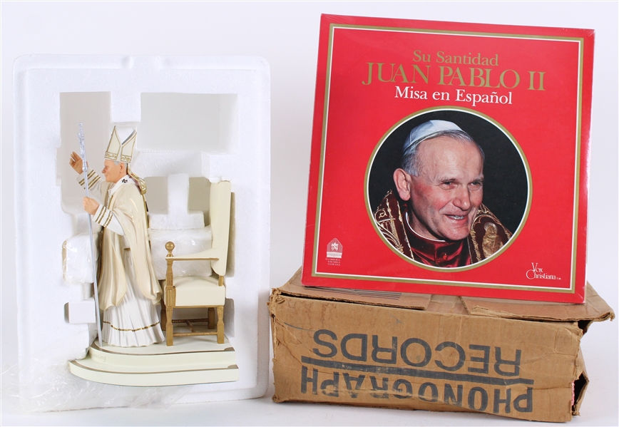 1970s-90s Pope John Paul II Mass Vinyl w/ 11" Statue 
